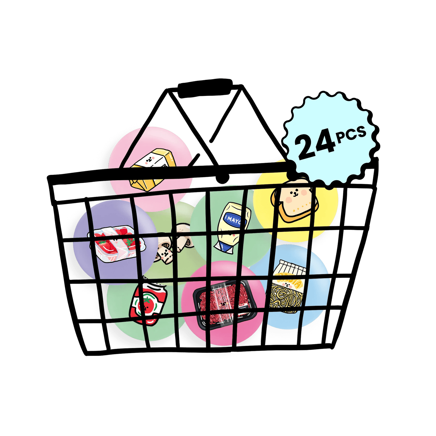 24 Food Fridge Magnets Set - Theartzzy