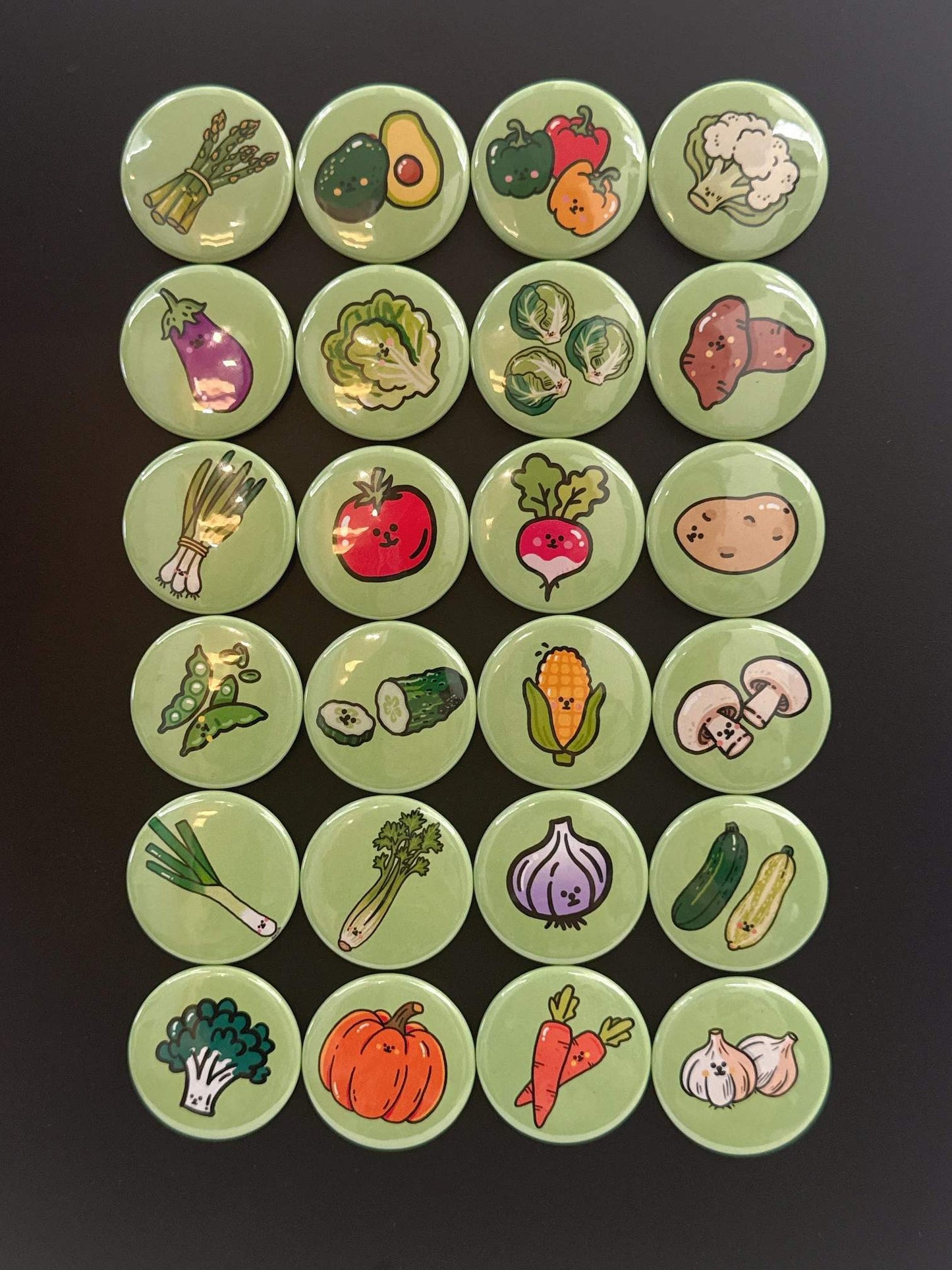 24 Vegetable Fridge Magnets Set - Theartzzy