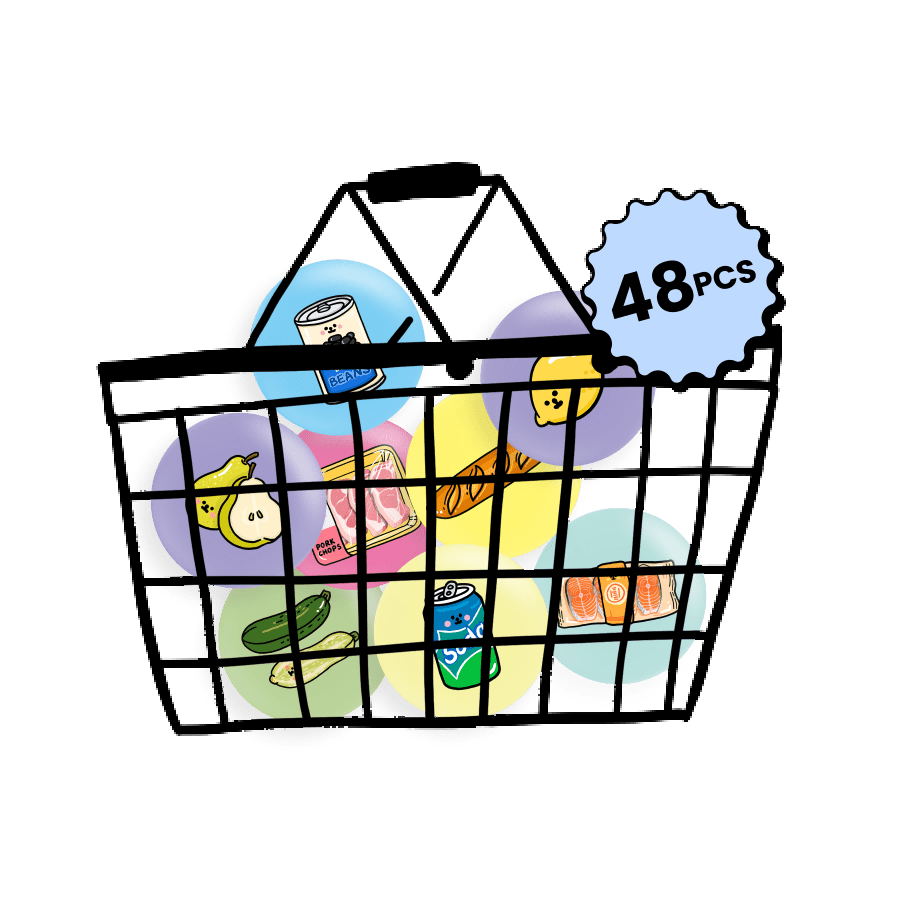 48 Food Fridge Magnets Set - Theartzzy