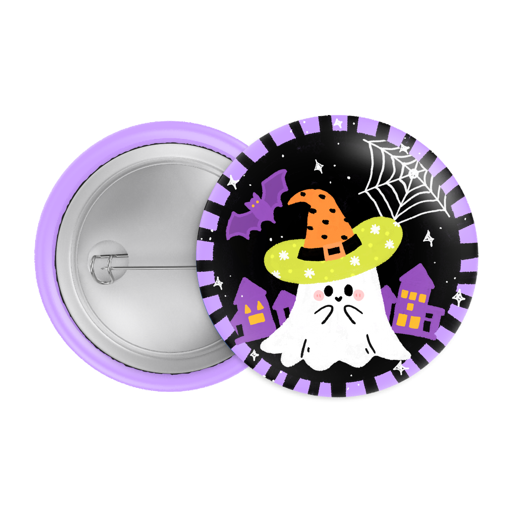 Kawaii Ghost Witch Halloween Badge / Magnet – Cute Haunted House Pin