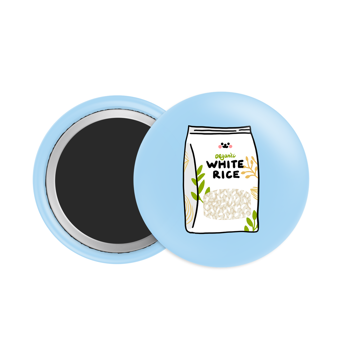 White Rice Button Fridge Magnet