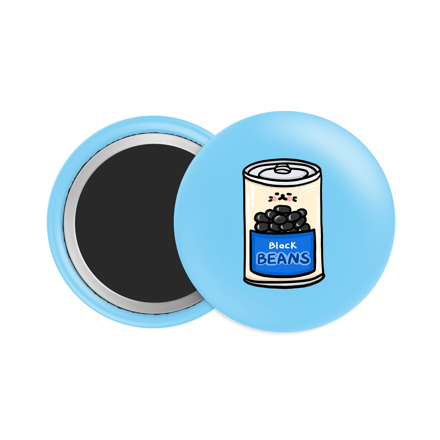 Black Beans Button Fridge Magnet - Theartzzy