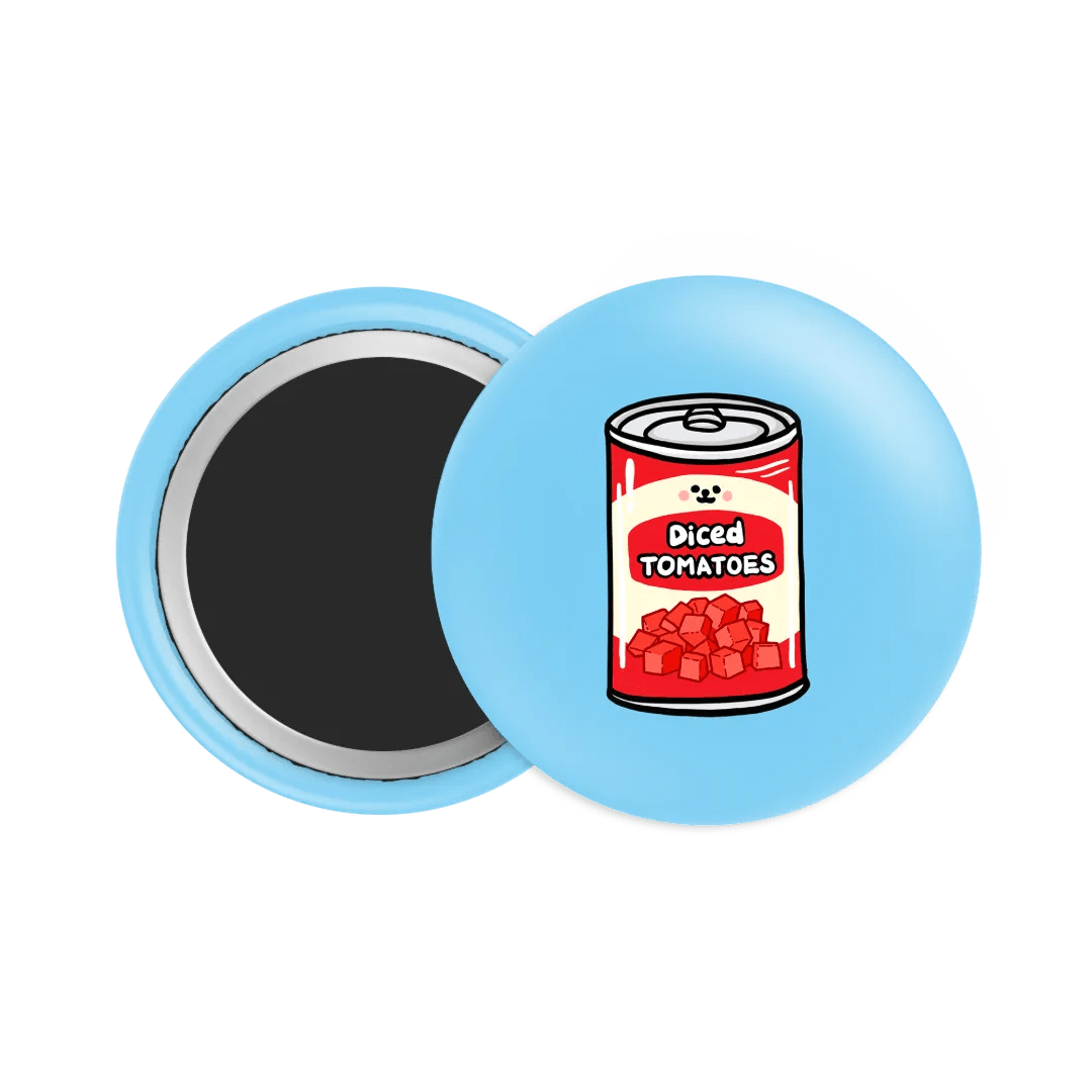 Diced Tomatoes Button Fridge Magnet - Theartzzy