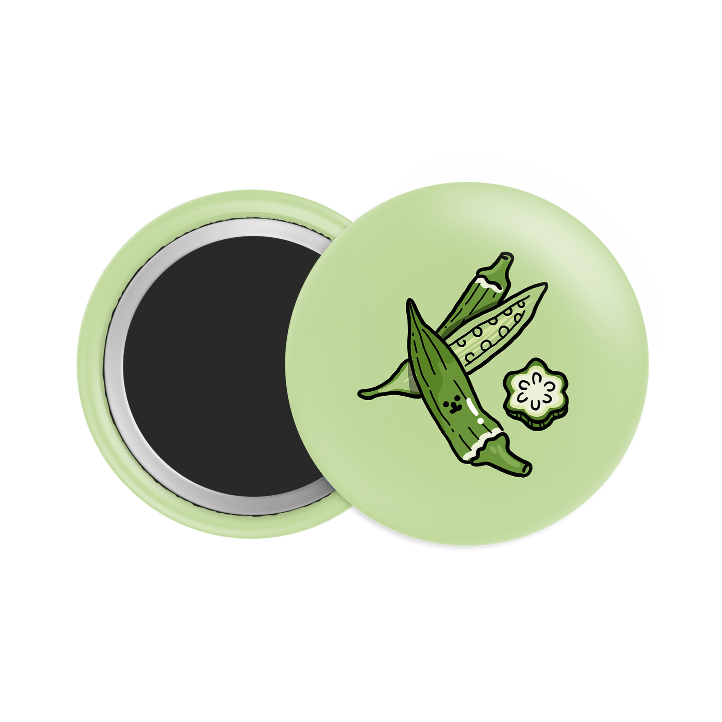 Okra Button Fridge Magnet - Theartzzy