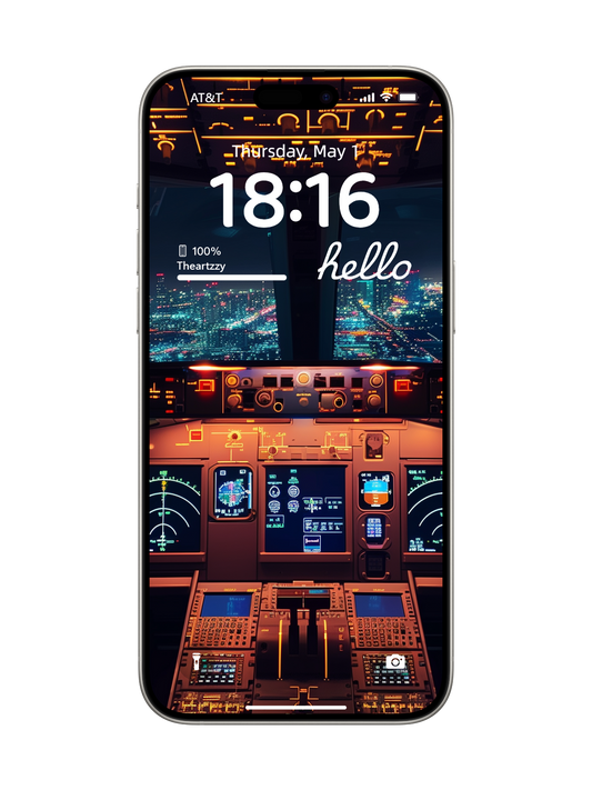 Modern Jet Cockpit Night Flight Wallpaper Pack - 4K Aviation Series for iPhone/Android