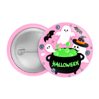 Ghost Cauldron Halloween Badge / Magnet – Cute Pink Witch Potion Pin
