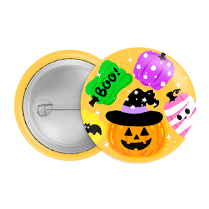 Pumpkin Party Halloween Badge / Magnet – Cute Jack-O’-Lantern and Candy Pin