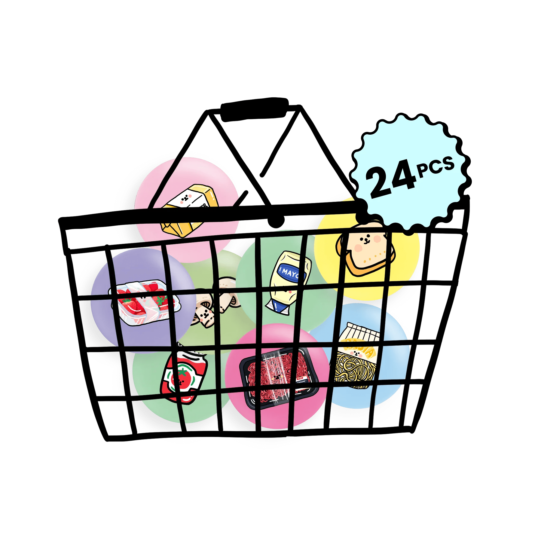 24 Food Fridge Magnets Set - Theartzzy