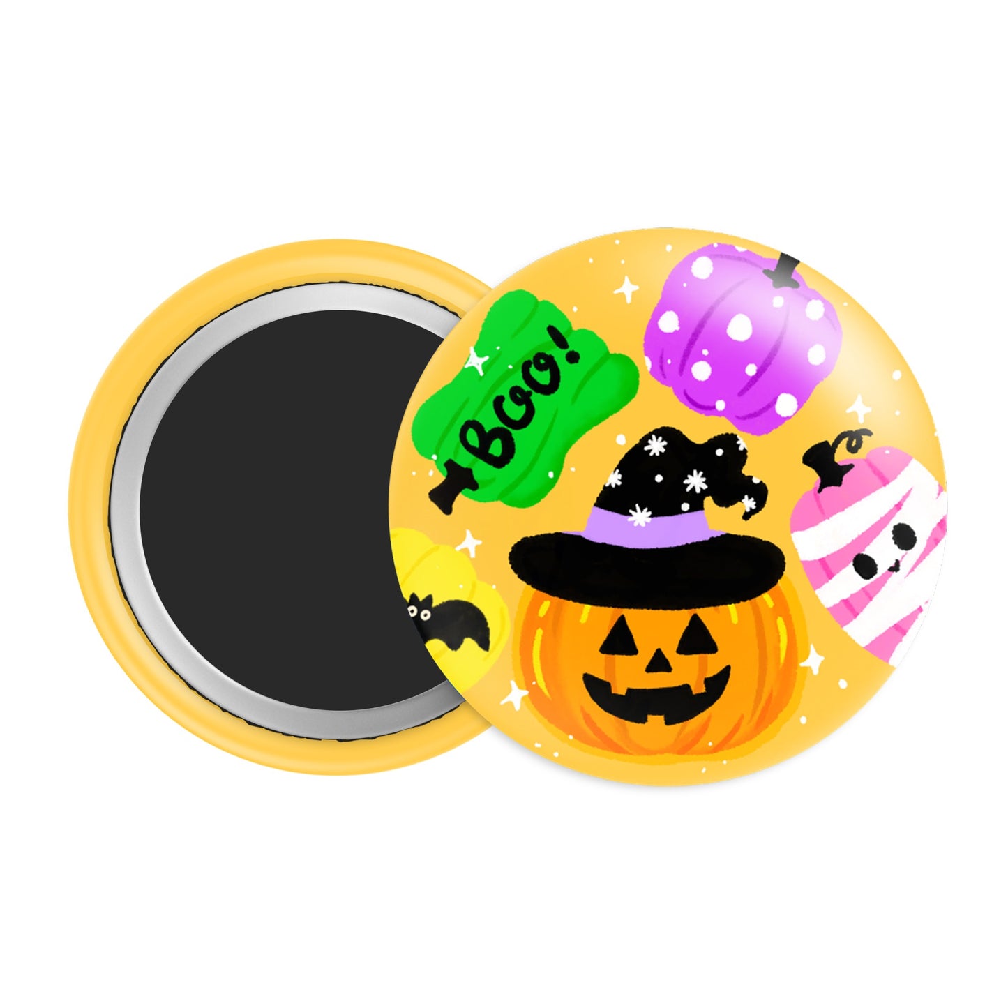 Pumpkin Party Halloween Badge / Magnet – Cute Jack-O’-Lantern and Candy Pin
