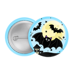 Flying Bat Halloween Badge / Magnet – Spooky Moon Night Pin