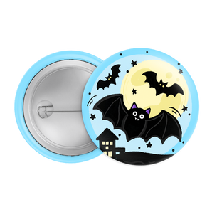Flying Bat Halloween Badge / Magnet – Spooky Moon Night Pin