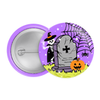 Skeleton & Tombstone Halloween Badge / Magnet – Graveyard Ghost Pin