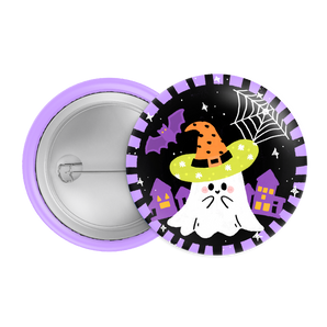 Kawaii Ghost Witch Halloween Badge / Magnet – Cute Haunted House Pin
