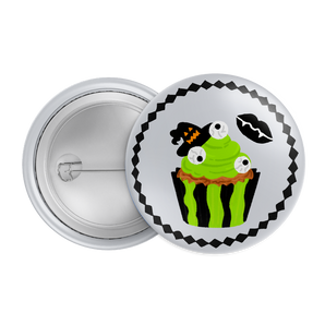 Creepy Cupcake Halloween Badge / Magnet – Spooky Dessert Pin