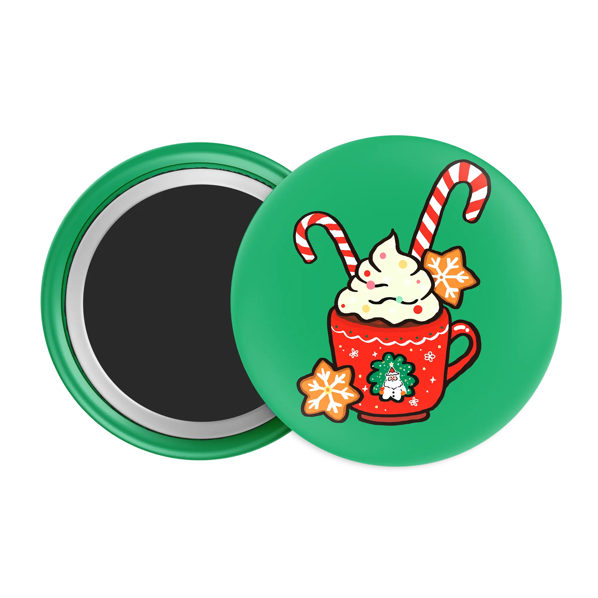 Sweet Holiday Treat  Candy Cane Mug Badge / Magnet