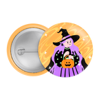 Witch Girl Halloween Badge / Magnet – Trick or Treat Pumpkin Pin