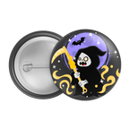 Grim Reaper Halloween Badge / Magnet – Scary Skeleton with Scythe Pin