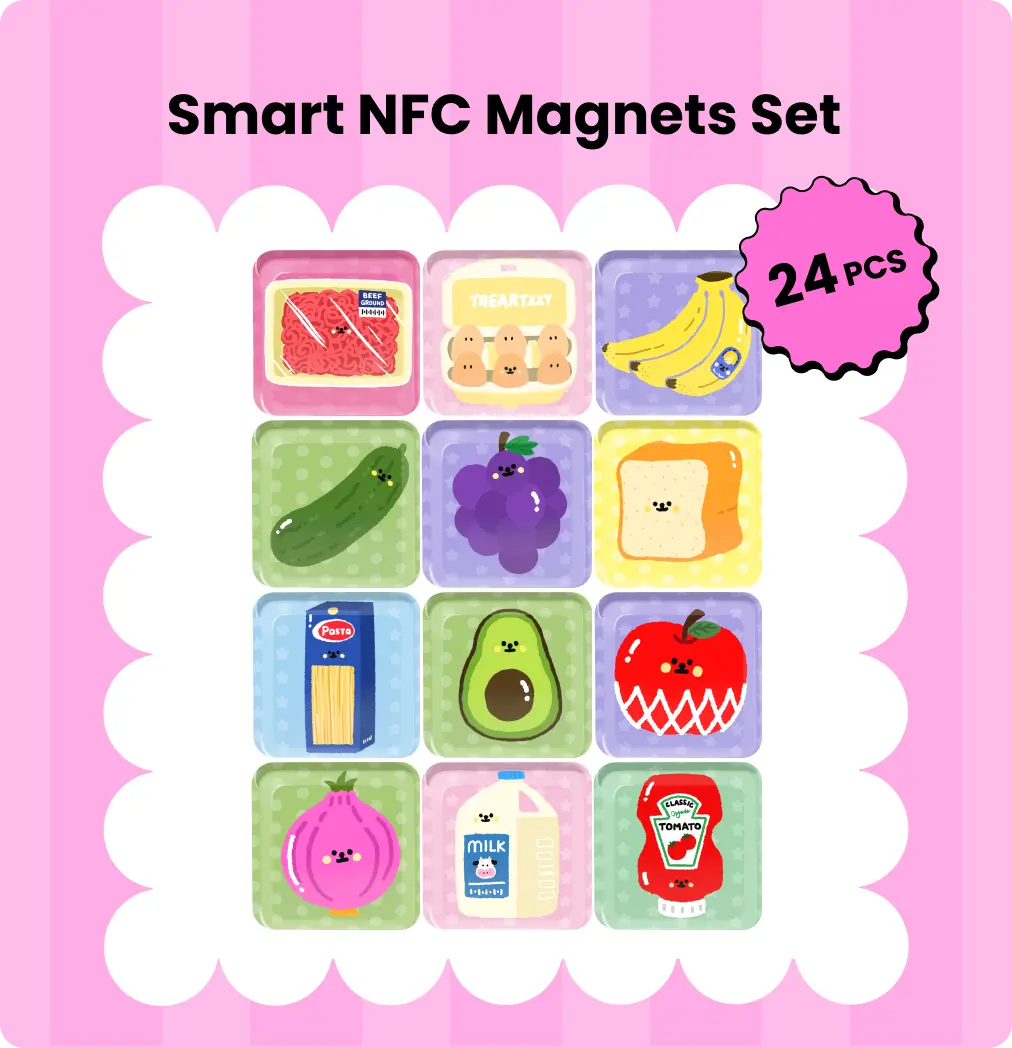 iOS Shortcuts Automation Kit (24-Pack): Smart NFC Food Magnets
