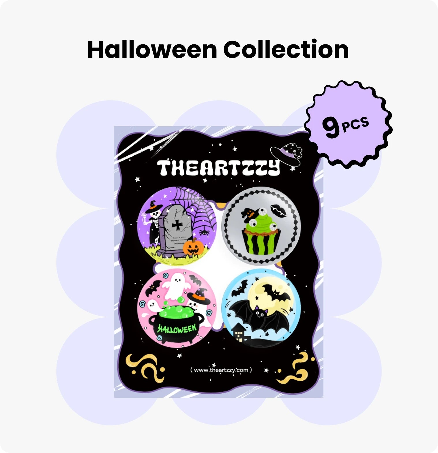 Halloween Badge & Magnet Bundle – Complete 9-Design Spooky Set