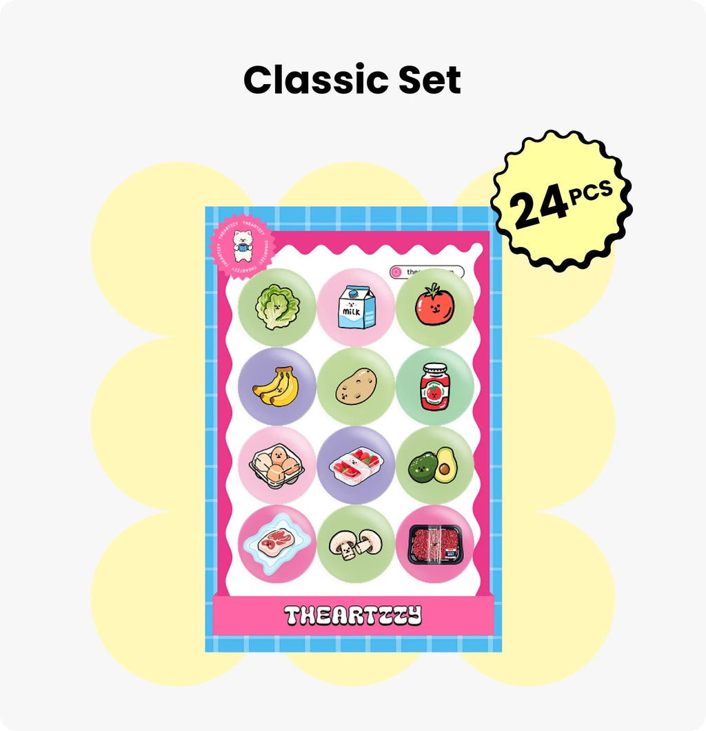 24  Classic Food Fridge Magnets Set
