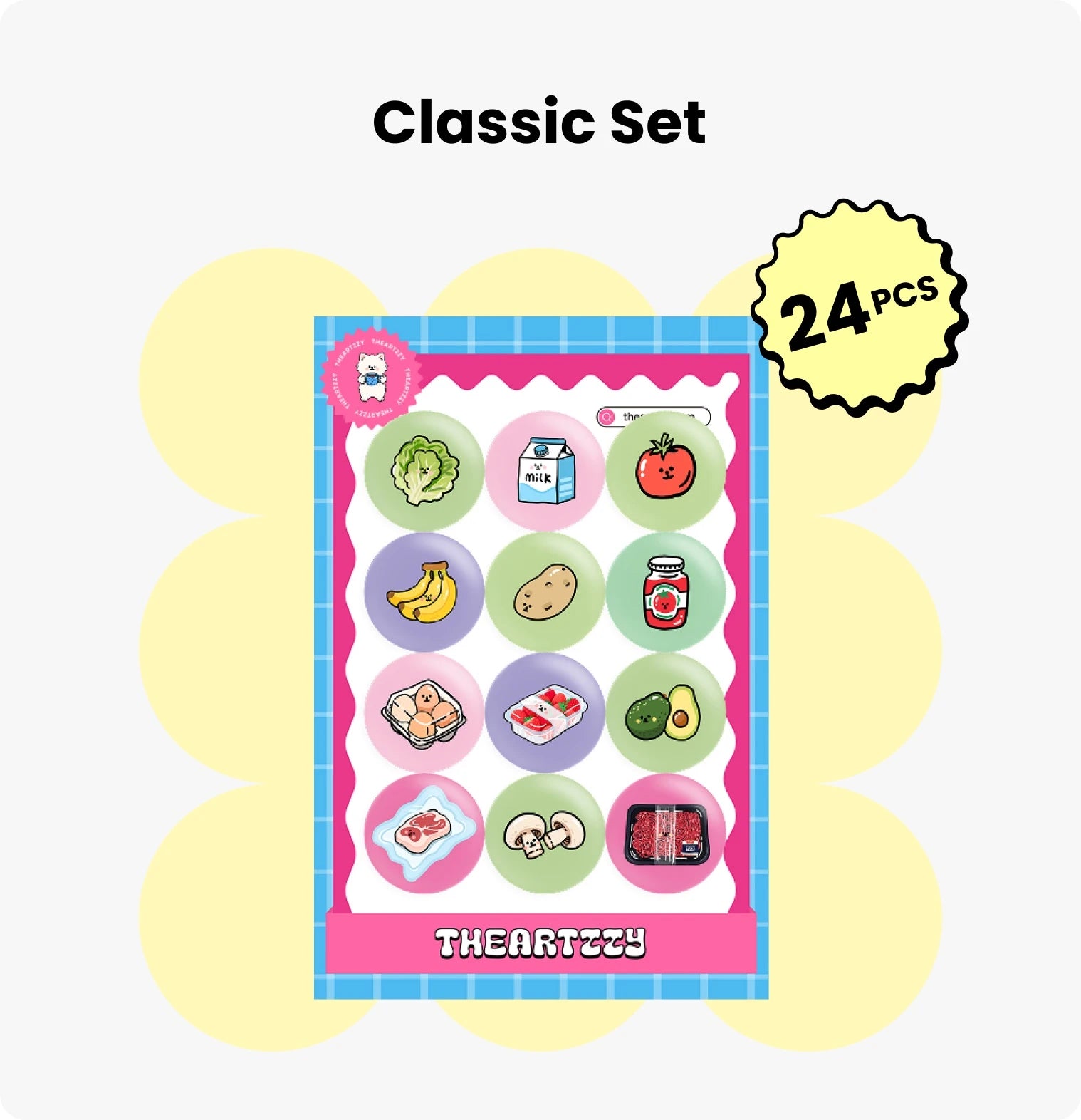 24  Classic Food Fridge Magnets Set
