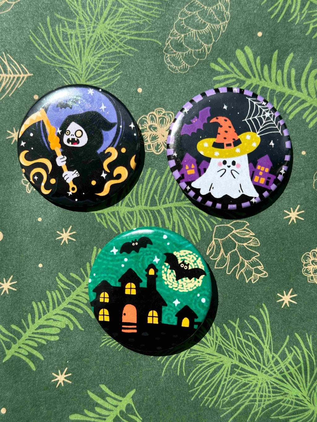 Halloween Badge & Magnet Bundle – Complete 9-Design Spooky Set