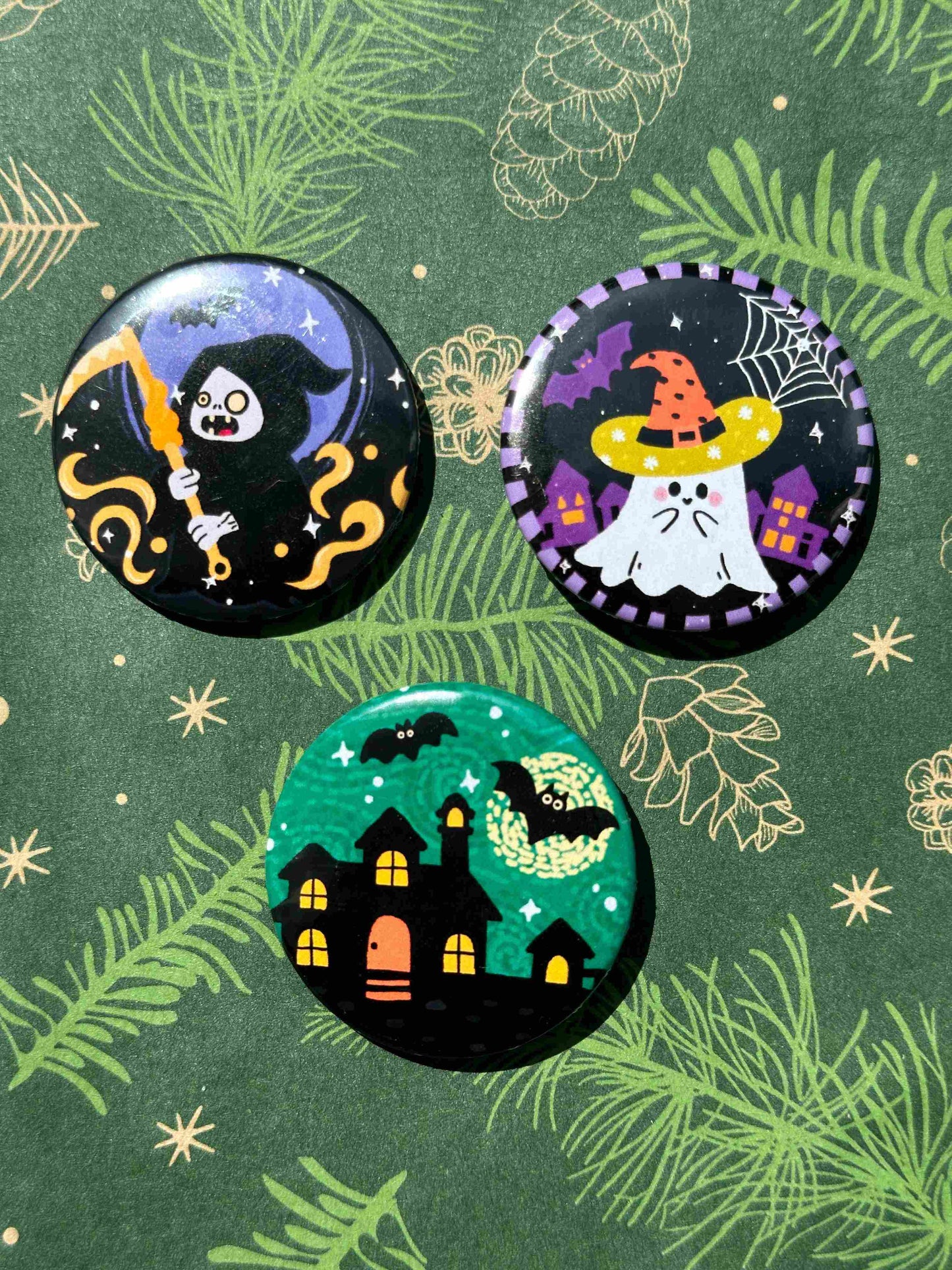 Halloween Badge & Magnet Bundle – Complete 9-Design Spooky Set