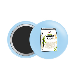 White Rice Button Fridge Magnet