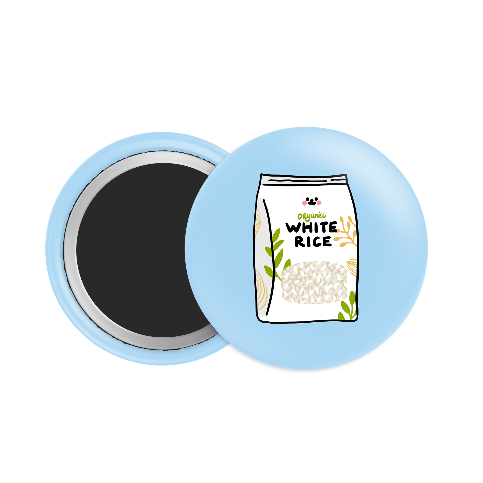 White Rice Button Fridge Magnet
