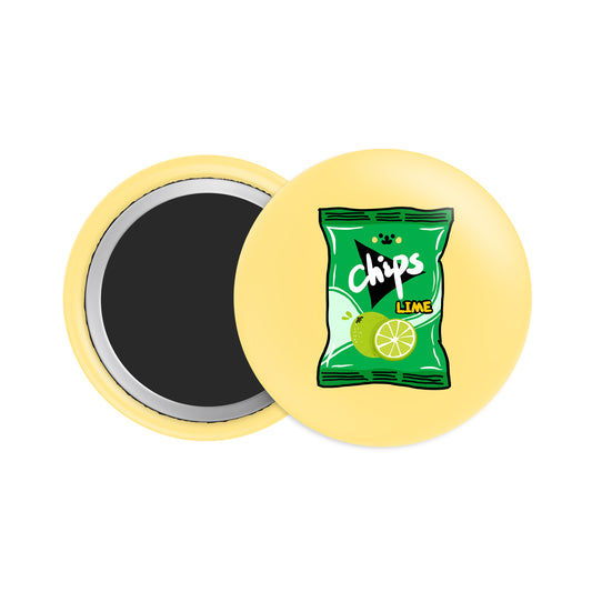 Lime Chips Button Fridge  Magnet