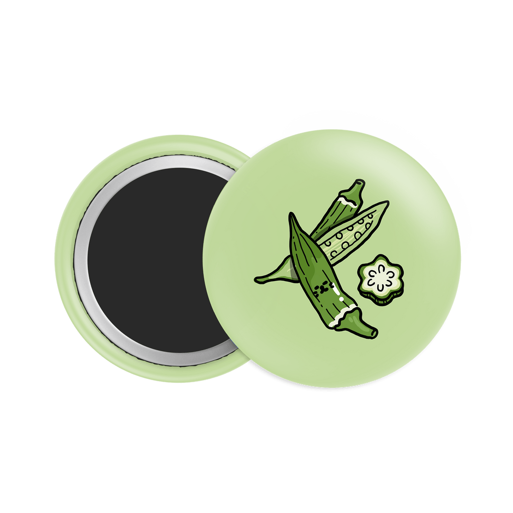 Okra Button Fridge Magnet - Theartzzy