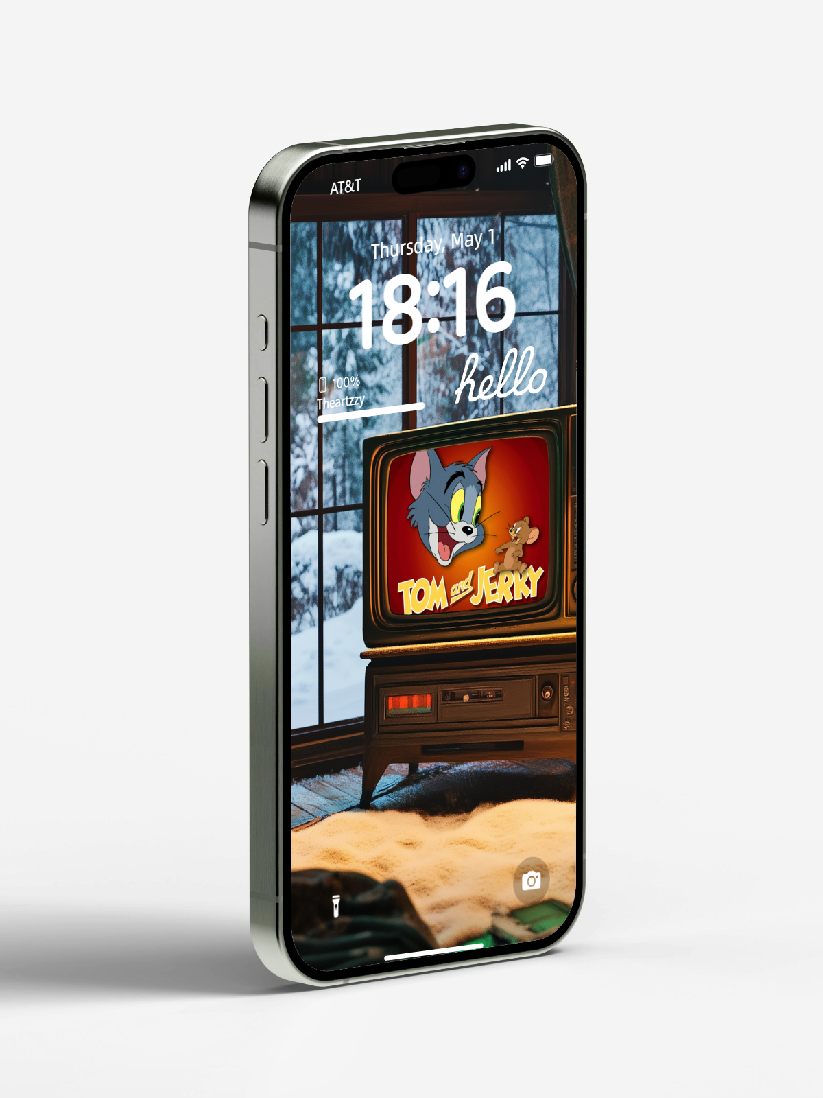 Cozy Winter Nostalgia: Tom & Jerry Retro TV Wallpaper for iPhone/Android (4K HD)