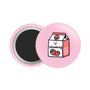Strawberry Milk Button Fridge Magnet - Theartzzy