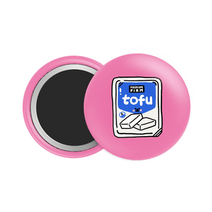 Tofu - medium Firm Button Fridge Magnet - Theartzzy