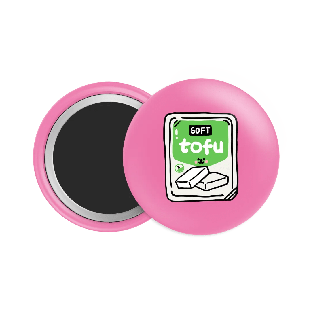 Tofu - soft Button Fridge Magnet - Theartzzy