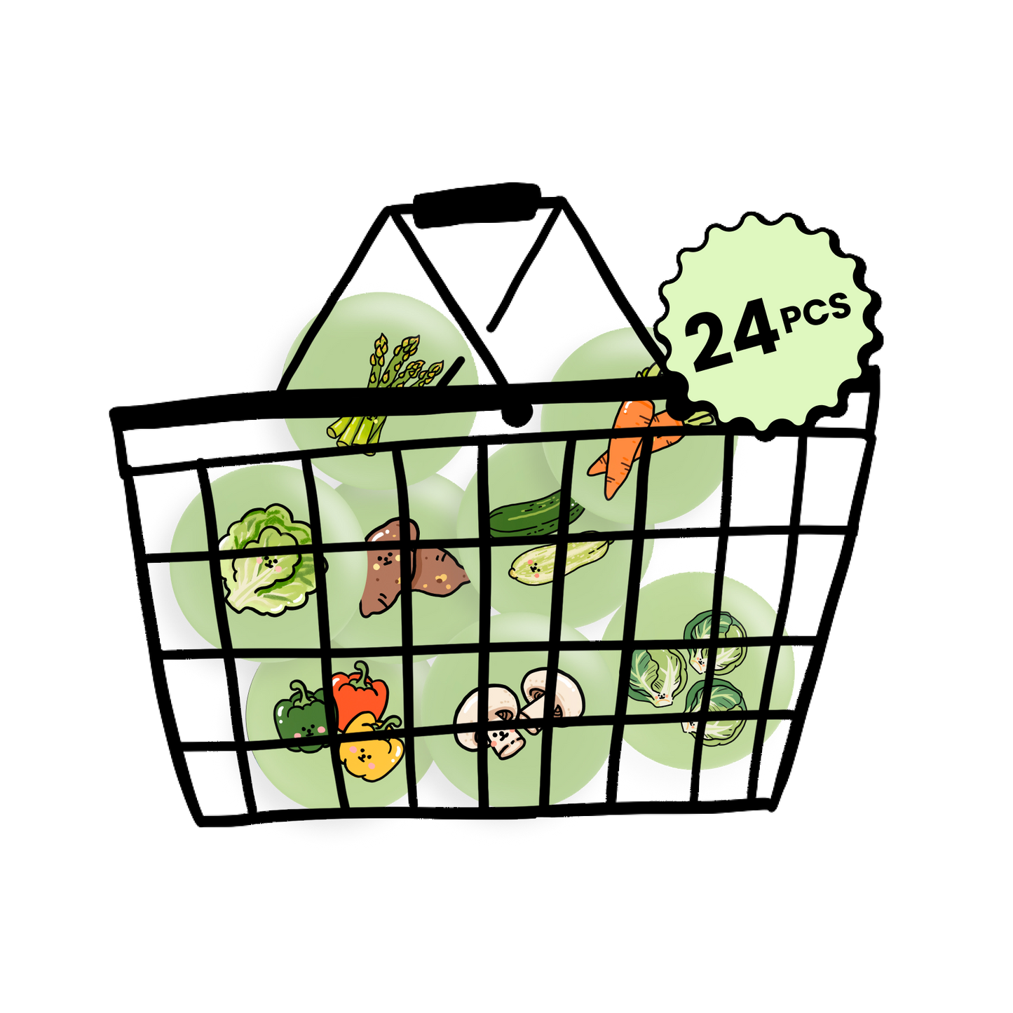 24 Vegetable  Fridge Magnets Set